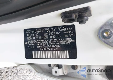 2016 Hyundai Accent Se z USA, uszkodzony, nr VIN KMHCT4AE0GU079769